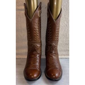 Vintage Tony Lama Buckaroo Cowboy Boots Brown Leather Women Size 370- 7